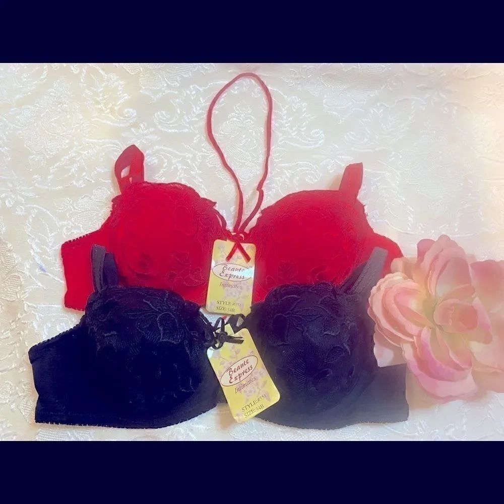 🛍Beaute express sexy lace bra set of 2- Size 34B